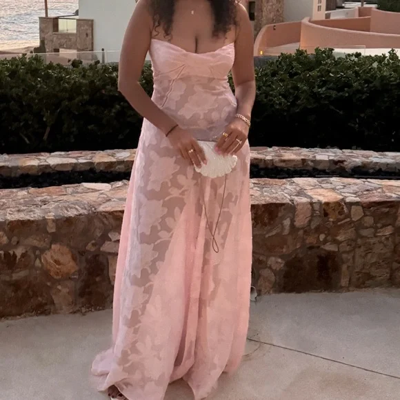 House of CB Seren Blush Sheer Lace-Up Back Gown - Picture 5 of 5